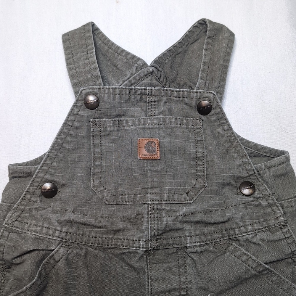 Carhartt Kids Overalls in Olive Green - Picture 2 of 9
